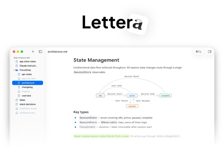 Introducing Lettera: A Native Markdown Editor for Mac, Now in Beta